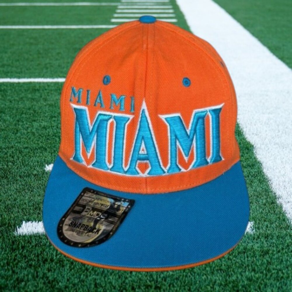 BMOS Premium Easy Fit Miami Dolphins Orange Embroidered Snapback Hat Cap OSFA